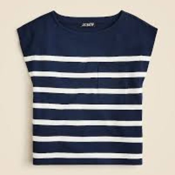 J crew New Mariner Jersey Boatneck Muscle T-shirt in  Navy & White stripes/L - Picture 2 of 10